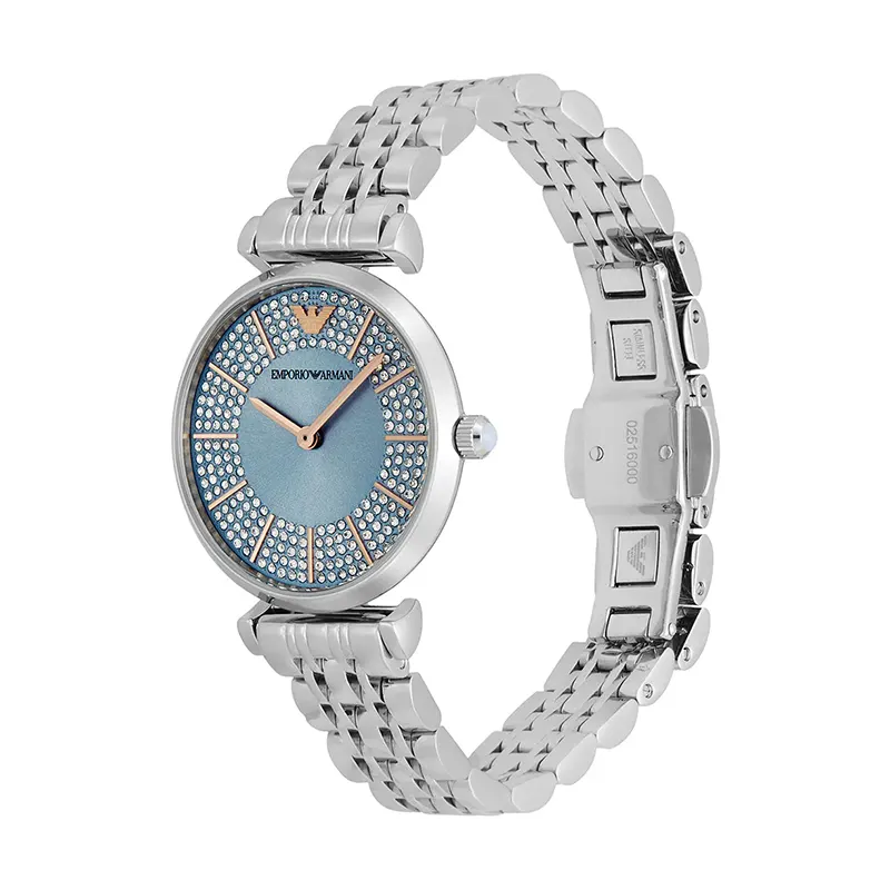 Emporio Armani Gianni T-Bar Light Blue Dial Ladies Watch- AR11594